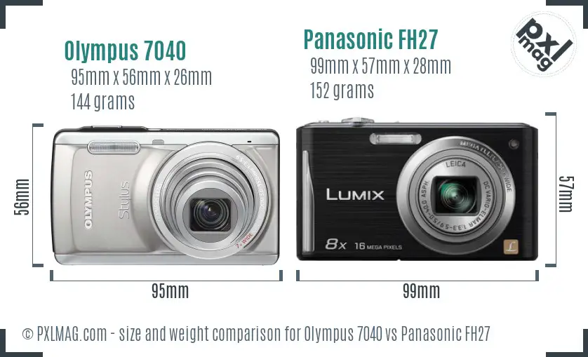 Olympus 7040 vs Panasonic FH27 size comparison