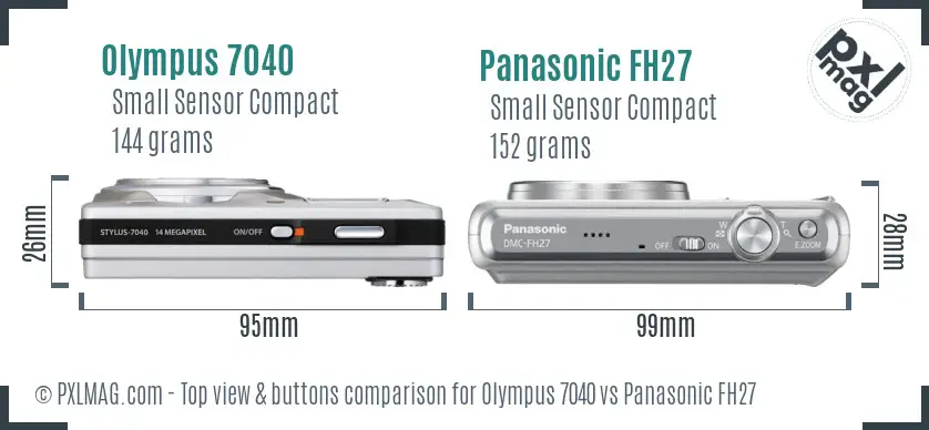 Olympus 7040 vs Panasonic FH27 top view buttons comparison