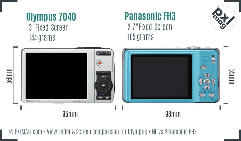 Olympus 7040 vs Panasonic FH3 Screen and Viewfinder comparison