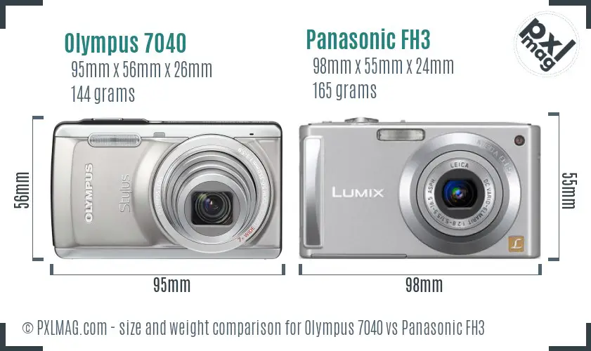 Olympus 7040 vs Panasonic FH3 size comparison