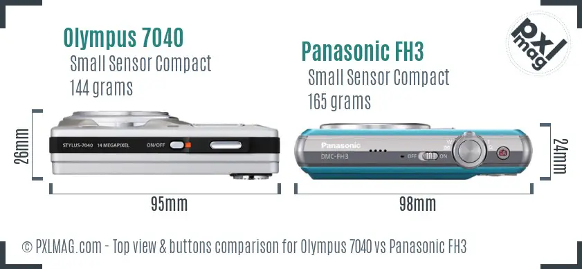 Olympus 7040 vs Panasonic FH3 top view buttons comparison