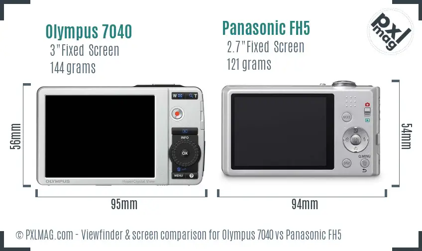 Olympus 7040 vs Panasonic FH5 Screen and Viewfinder comparison