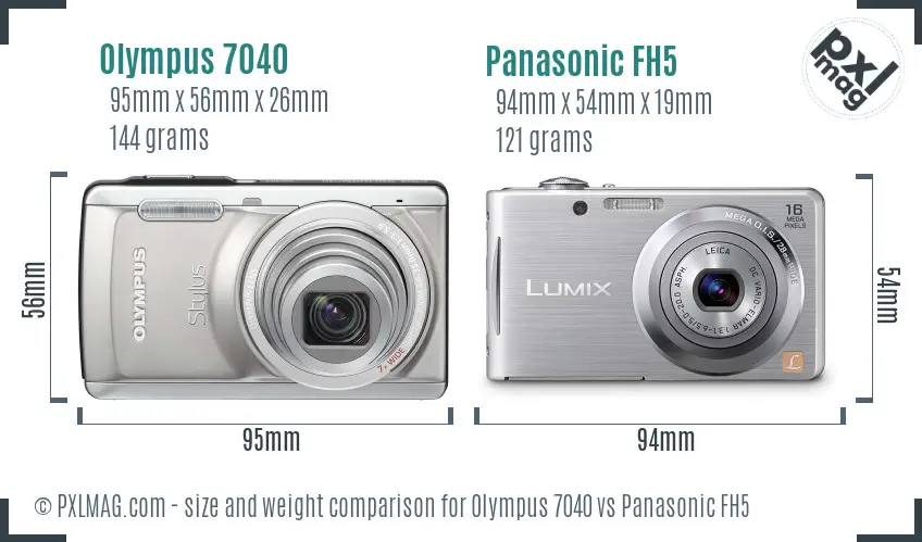 Olympus 7040 vs Panasonic FH5 size comparison