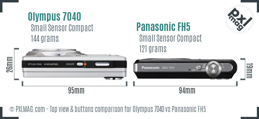 Olympus 7040 vs Panasonic FH5 top view buttons comparison