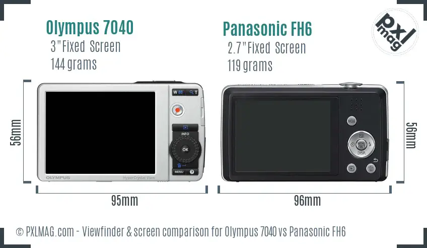 Olympus 7040 vs Panasonic FH6 Screen and Viewfinder comparison