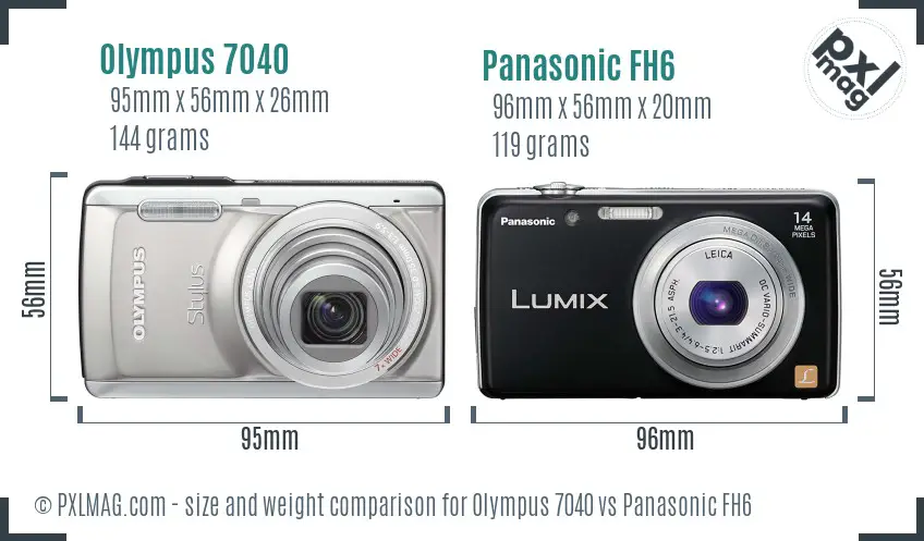 Olympus 7040 vs Panasonic FH6 size comparison