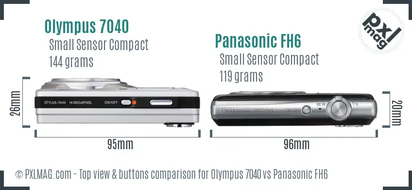 Olympus 7040 vs Panasonic FH6 top view buttons comparison