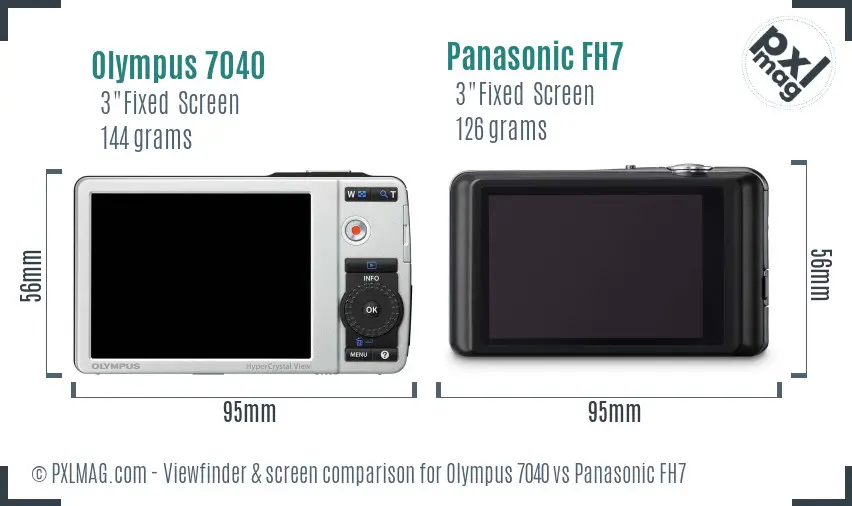 Olympus 7040 vs Panasonic FH7 Screen and Viewfinder comparison