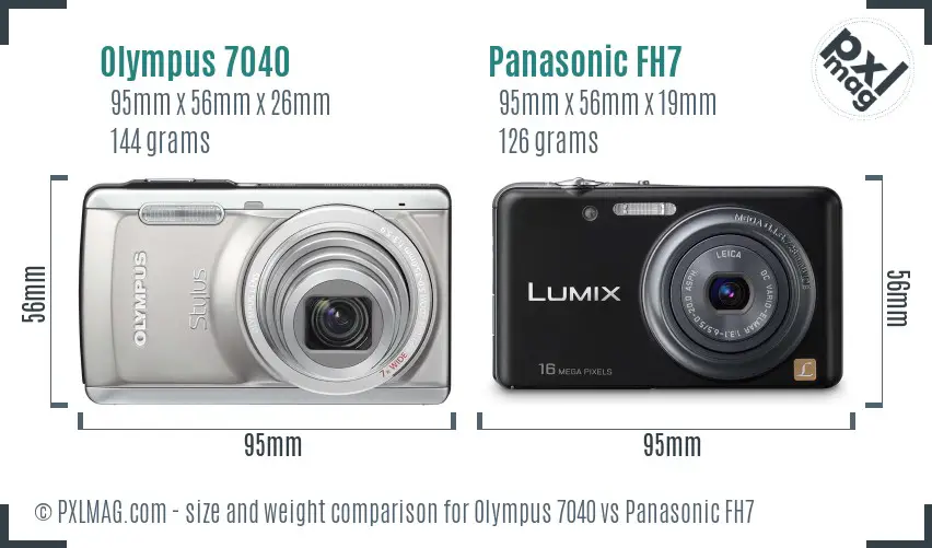 Olympus 7040 vs Panasonic FH7 size comparison