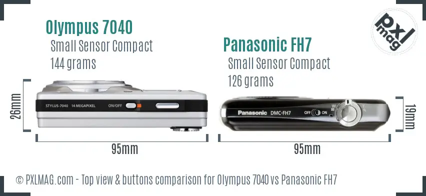 Olympus 7040 vs Panasonic FH7 top view buttons comparison