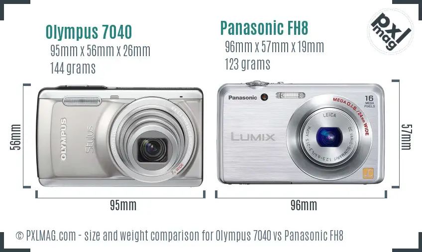 Olympus 7040 vs Panasonic FH8 size comparison