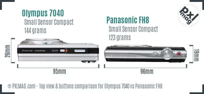 Olympus 7040 vs Panasonic FH8 top view buttons comparison