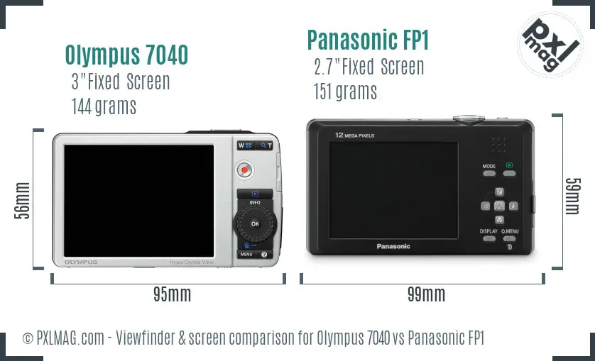 Olympus 7040 vs Panasonic FP1 Screen and Viewfinder comparison