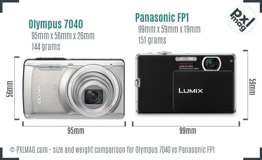 Olympus 7040 vs Panasonic FP1 size comparison