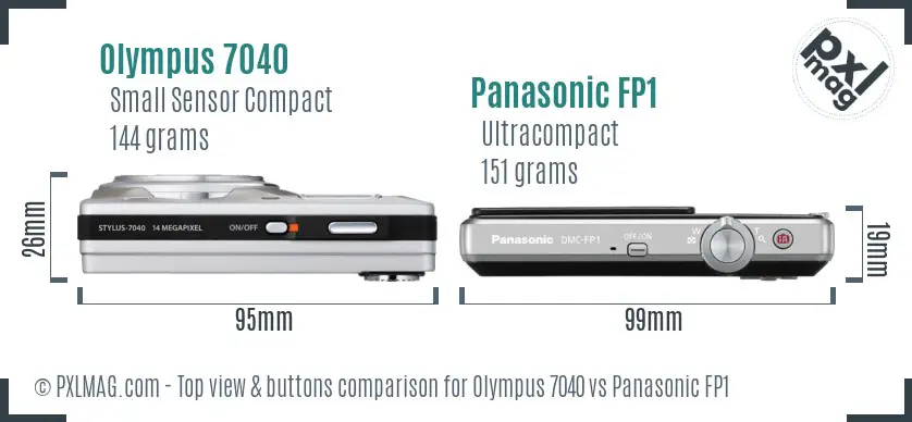 Olympus 7040 vs Panasonic FP1 top view buttons comparison