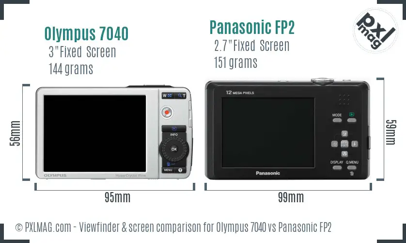 Olympus 7040 vs Panasonic FP2 Screen and Viewfinder comparison