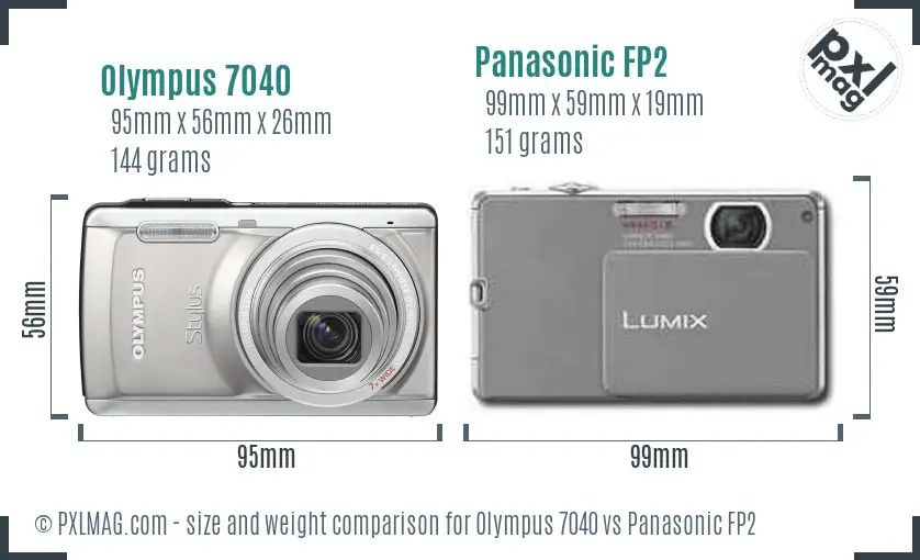 Olympus 7040 vs Panasonic FP2 size comparison