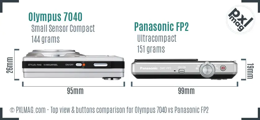 Olympus 7040 vs Panasonic FP2 top view buttons comparison