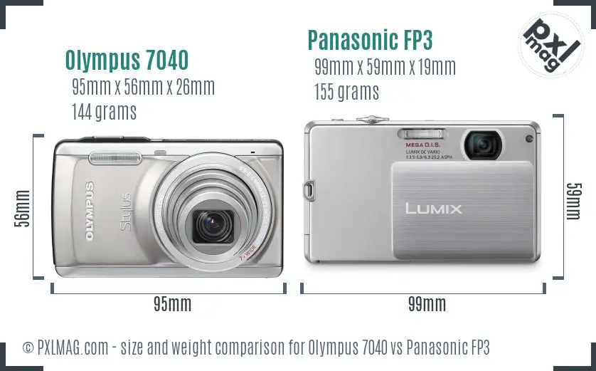 Olympus 7040 vs Panasonic FP3 size comparison