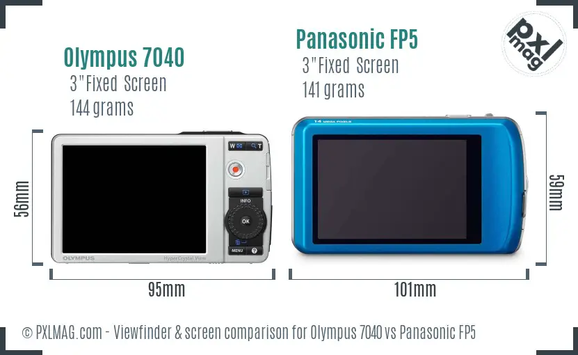 Olympus 7040 vs Panasonic FP5 Screen and Viewfinder comparison