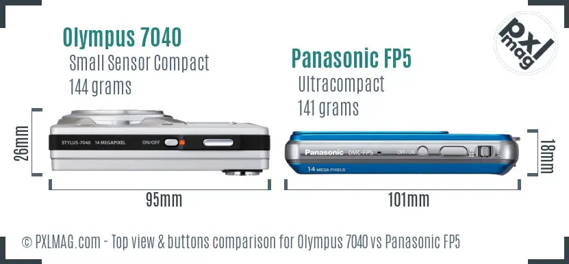 Olympus 7040 vs Panasonic FP5 top view buttons comparison