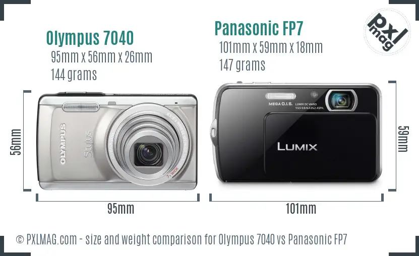Olympus 7040 vs Panasonic FP7 size comparison