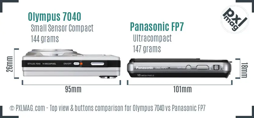 Olympus 7040 vs Panasonic FP7 top view buttons comparison