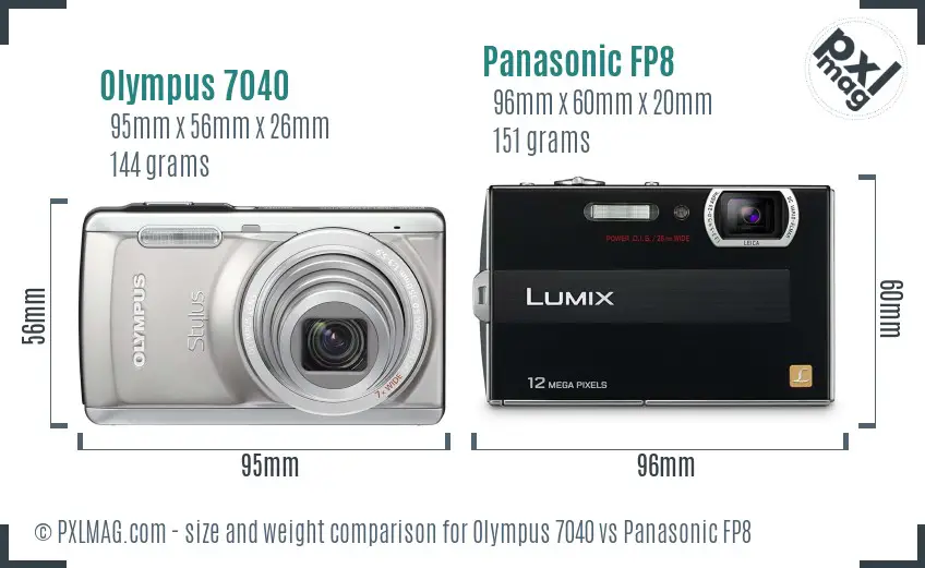 Olympus 7040 vs Panasonic FP8 size comparison
