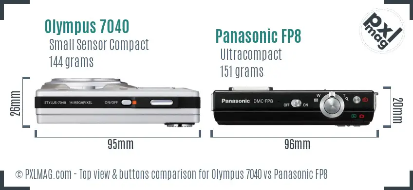 Olympus 7040 vs Panasonic FP8 top view buttons comparison