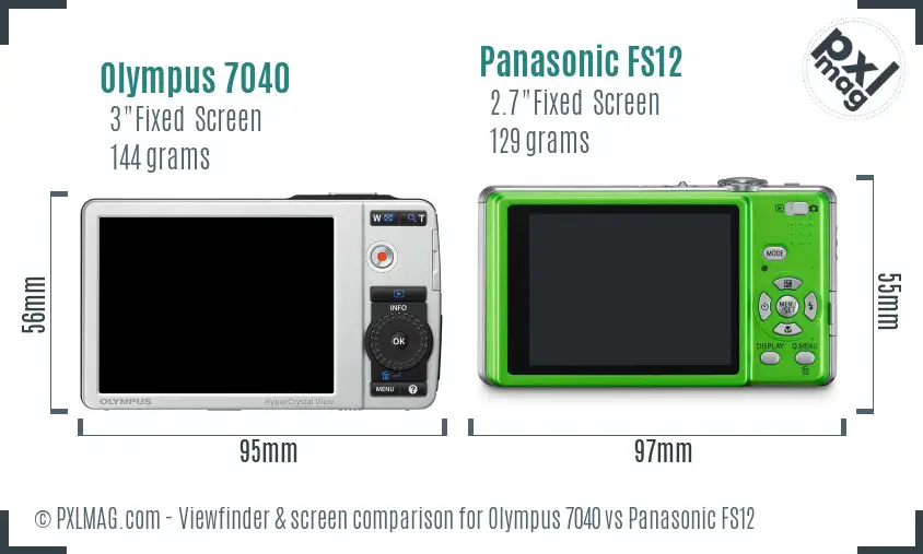 Olympus 7040 vs Panasonic FS12 Screen and Viewfinder comparison