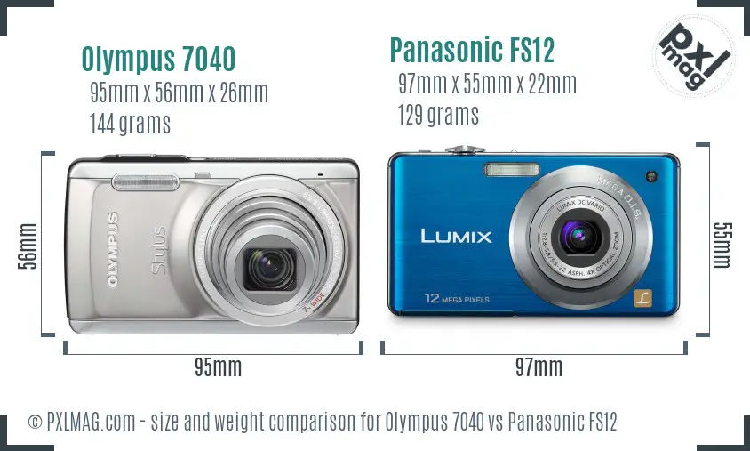 Olympus 7040 vs Panasonic FS12 size comparison