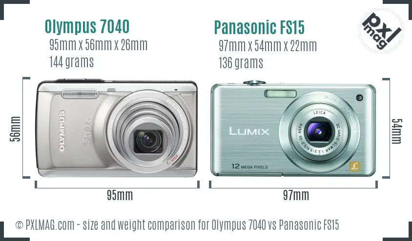 Olympus 7040 vs Panasonic FS15 size comparison