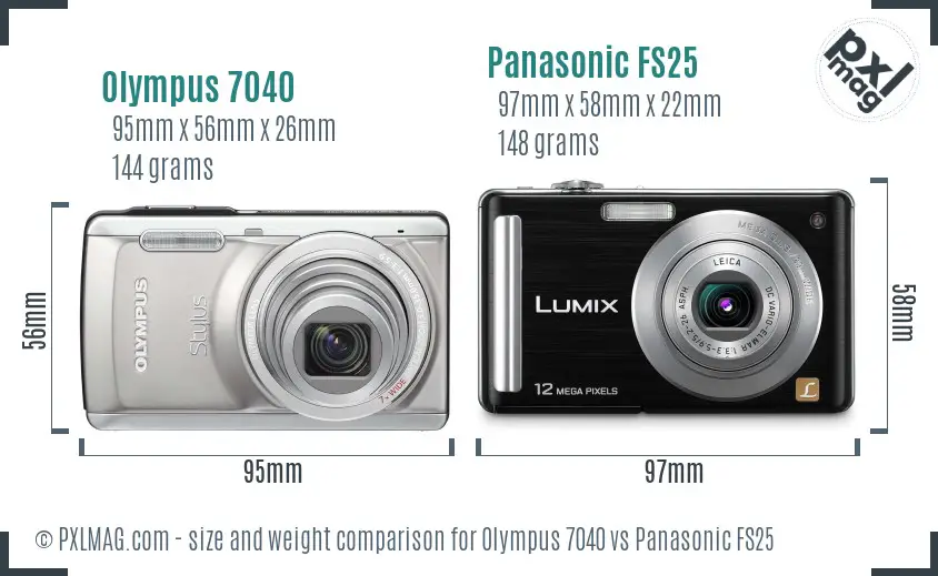 Olympus 7040 vs Panasonic FS25 size comparison