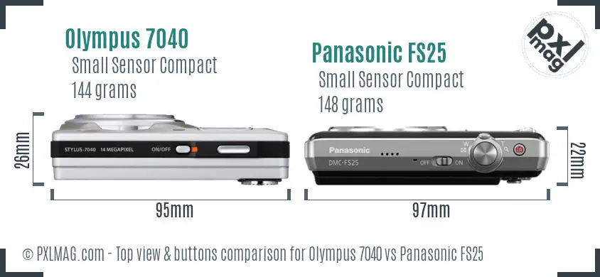 Olympus 7040 vs Panasonic FS25 top view buttons comparison