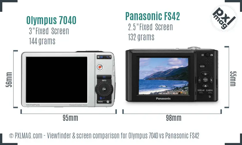 Olympus 7040 vs Panasonic FS42 Screen and Viewfinder comparison