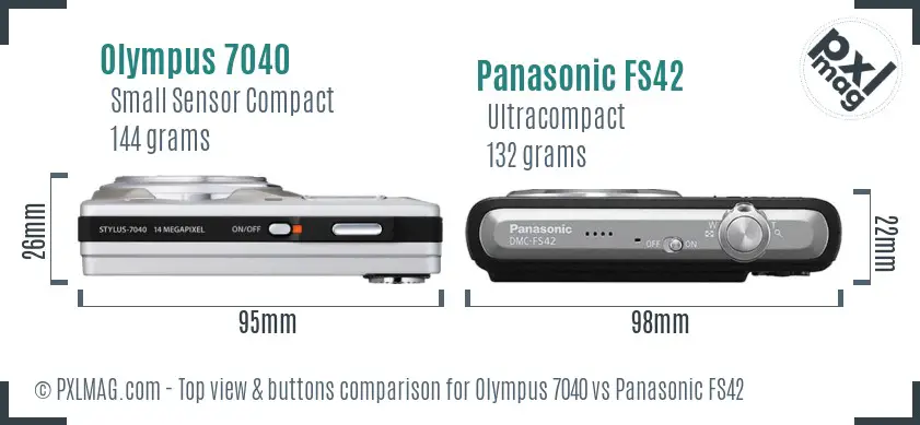 Olympus 7040 vs Panasonic FS42 top view buttons comparison