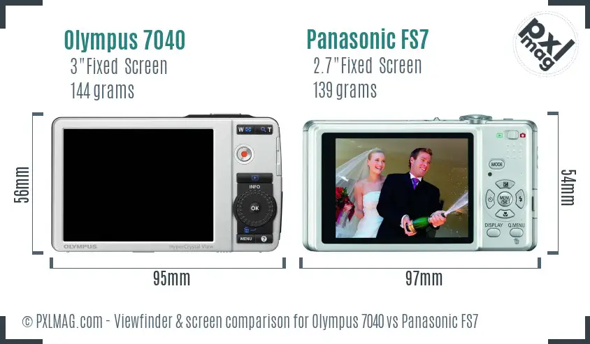 Olympus 7040 vs Panasonic FS7 Screen and Viewfinder comparison