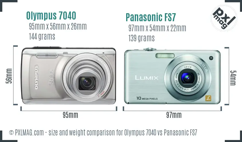 Olympus 7040 vs Panasonic FS7 size comparison
