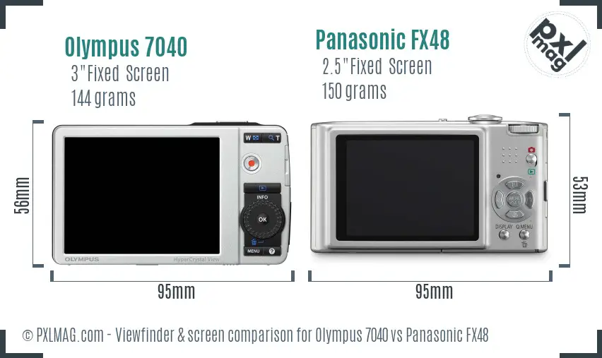 Olympus 7040 vs Panasonic FX48 Screen and Viewfinder comparison