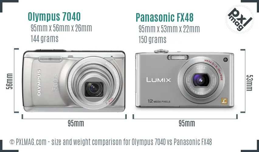 Olympus 7040 vs Panasonic FX48 size comparison