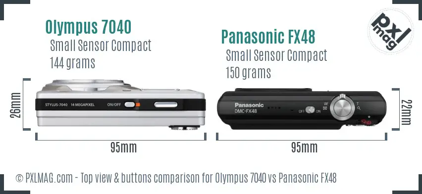 Olympus 7040 vs Panasonic FX48 top view buttons comparison
