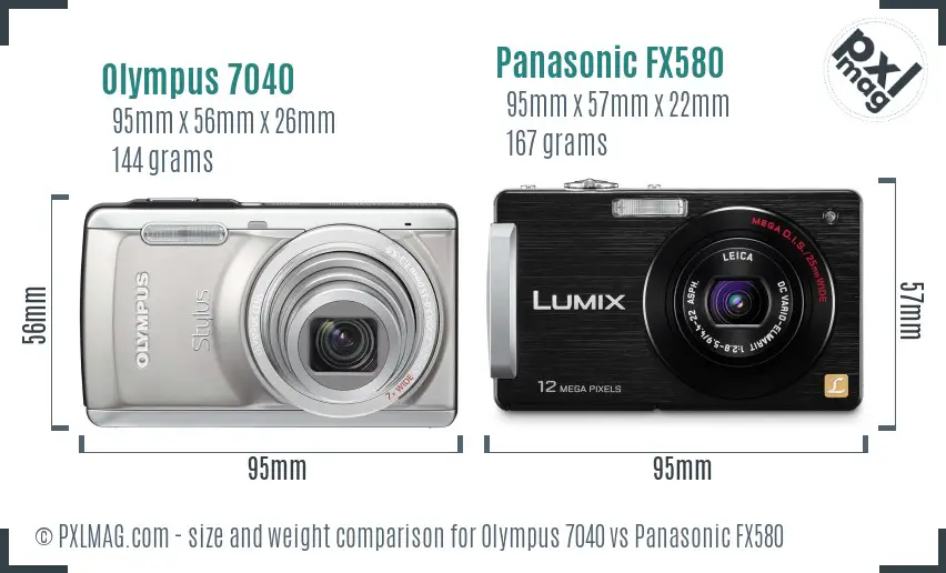 Olympus 7040 vs Panasonic FX580 size comparison