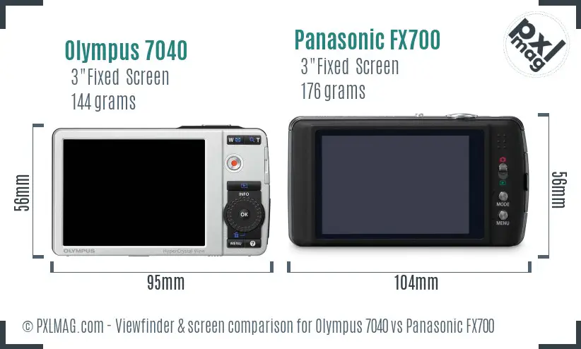 Olympus 7040 vs Panasonic FX700 Screen and Viewfinder comparison