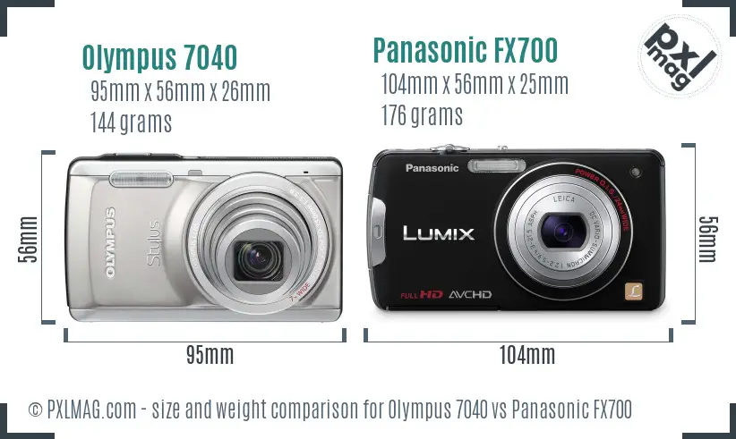Olympus 7040 vs Panasonic FX700 size comparison