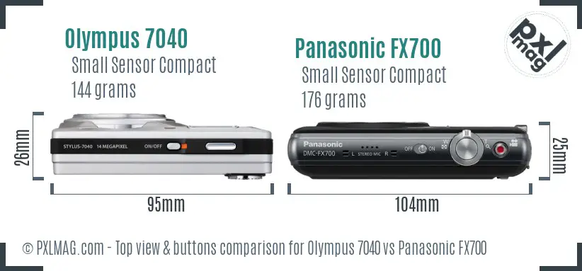 Olympus 7040 vs Panasonic FX700 top view buttons comparison