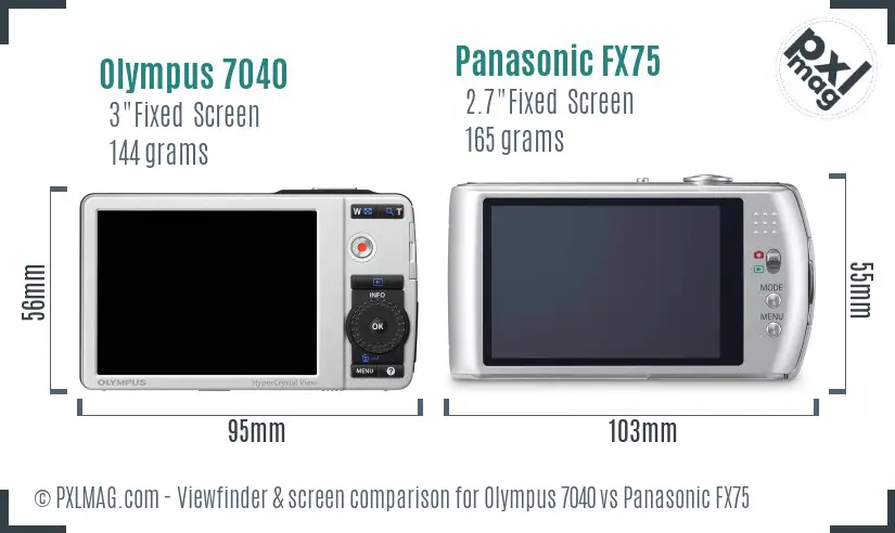 Olympus 7040 vs Panasonic FX75 Screen and Viewfinder comparison