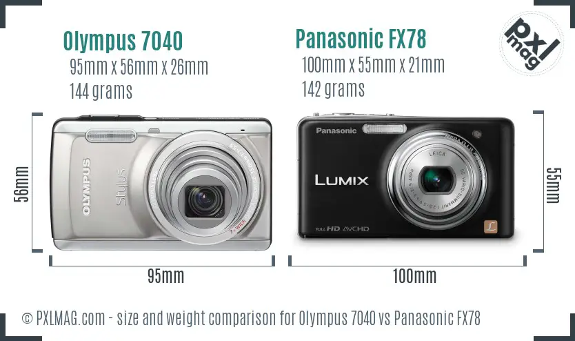Olympus 7040 vs Panasonic FX78 size comparison