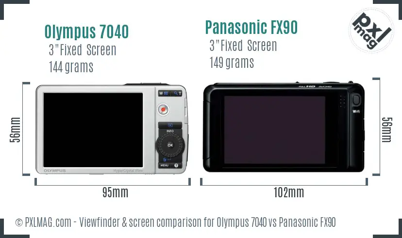 Olympus 7040 vs Panasonic FX90 Screen and Viewfinder comparison