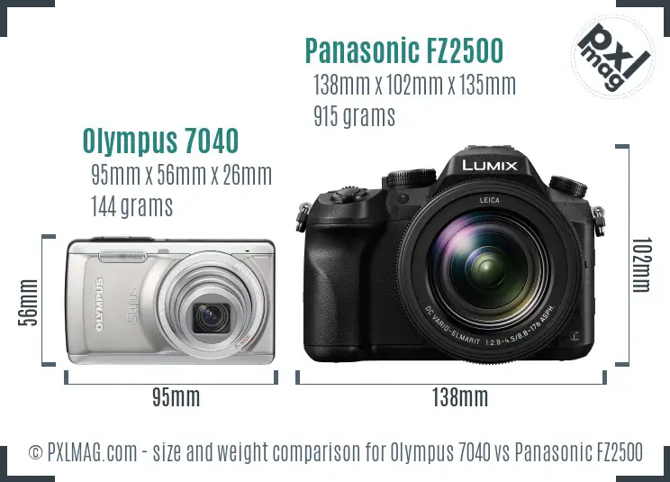 Olympus 7040 vs Panasonic FZ2500 size comparison