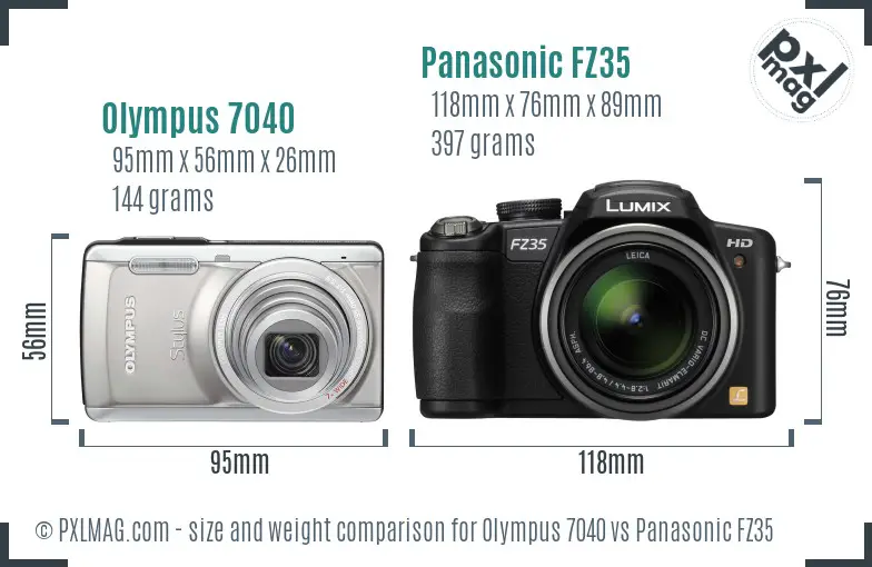 Olympus 7040 vs Panasonic FZ35 size comparison